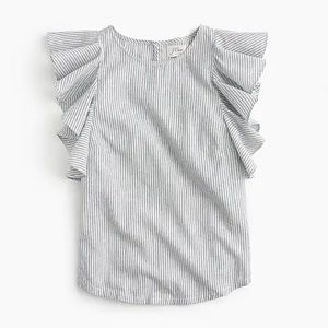 J. Crew Ruffle Top in Stripe Foley Wash Size 12